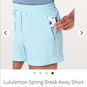 Lululemon Spring Break Away short 3” in Blue Glow